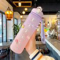Axyaa 1L Portable Gym Water Bottle with Straw - Kawaii Design for Fitness & Travel
