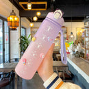 Axyaa 1L Portable Gym Water Bottle with Straw - Kawaii Design for Fitness & Travel