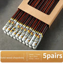 Axyaa Natural Wood Persimmon Chopsticks Set - Family Dining Non-slip Pair