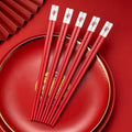 Axyaa Chinese Dragon Red Alloy Chopsticks Set