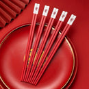 Axyaa Chinese Dragon Red Alloy Chopsticks Set