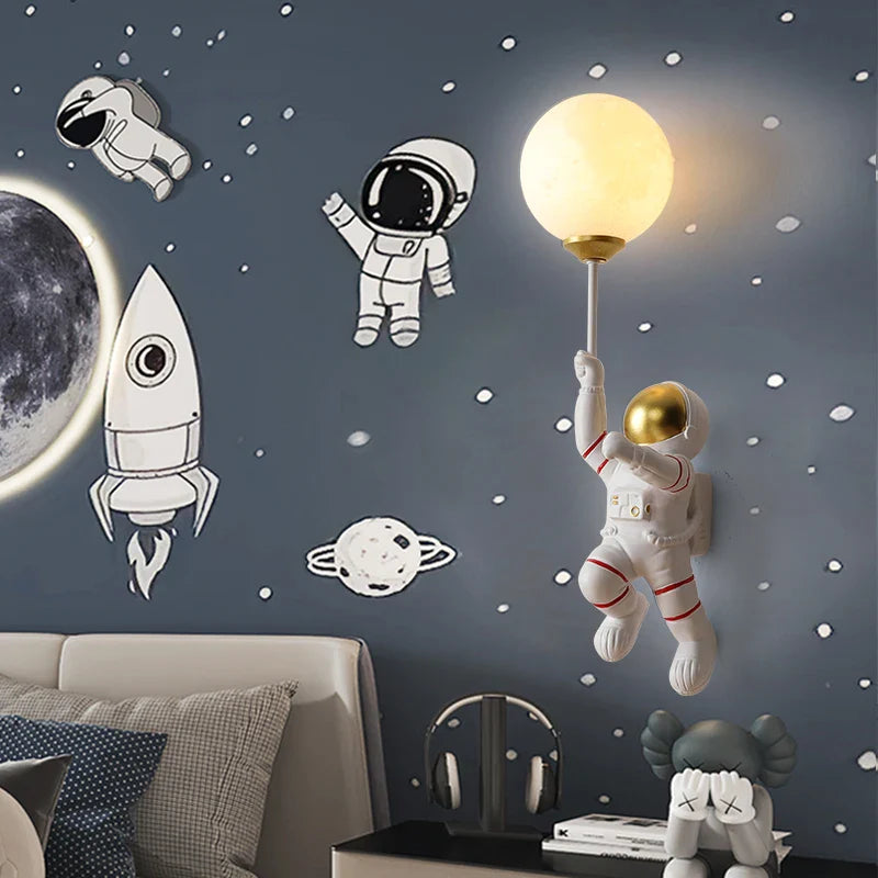 Axyaa Astronaut Wall Light for Boys Room: Resin, G9 Bulb, Bedside Night Lamp