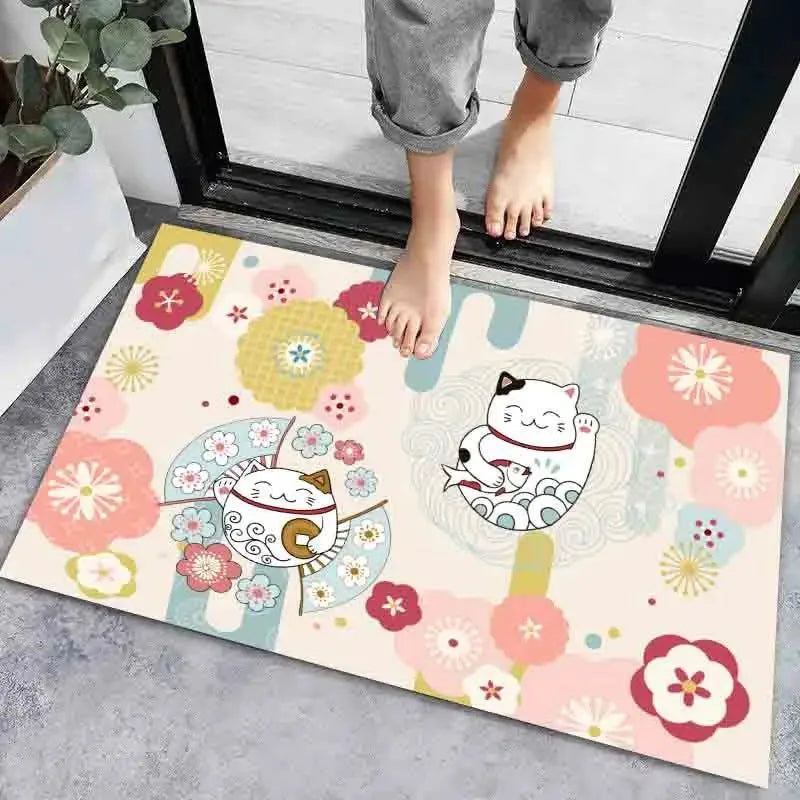 Axyaa Geometric Print Non-Slip Kitchen Rug: Bohemian Ethnic Style, Modern Design