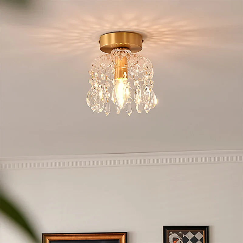 Axyaa Nordic Luxury LED Ceiling Light Copper Glass Luminaire