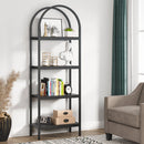 Axyaa 4-Tier Wood Bookcase Storage Shelves - Freestanding Metal Frame Display Rack