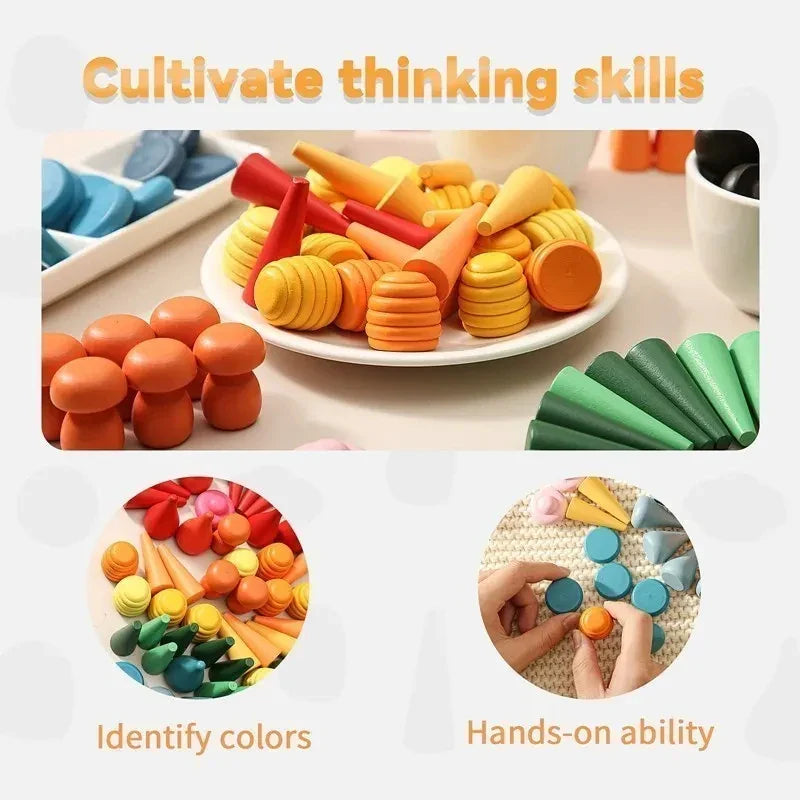 Axya Rainbow Blocks Set for Toddler: Creative Wooden Constructor Toy