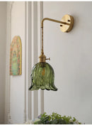 Axyaa Vintage Brass Wall Sconce with Handcrafted Glass Lampshade