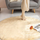 Pink Faux Fur Round Rug Axyaa - Soft Area Carpet for Nursery, Bedroom, Living Room