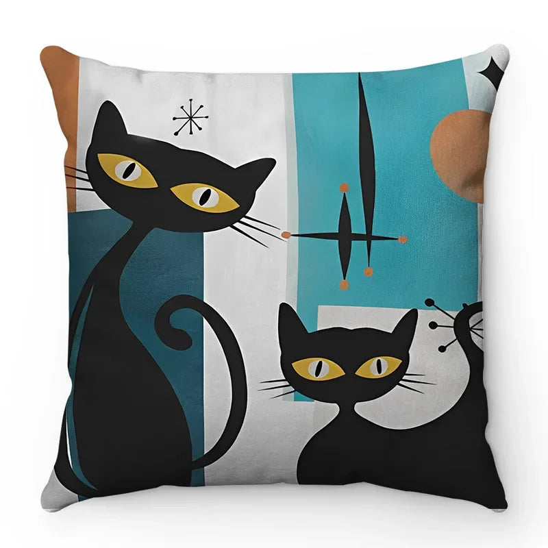 Axyaa Cartoon Cat Pattern Sofa Cushion Covers - Lovely Animal Pillowcase