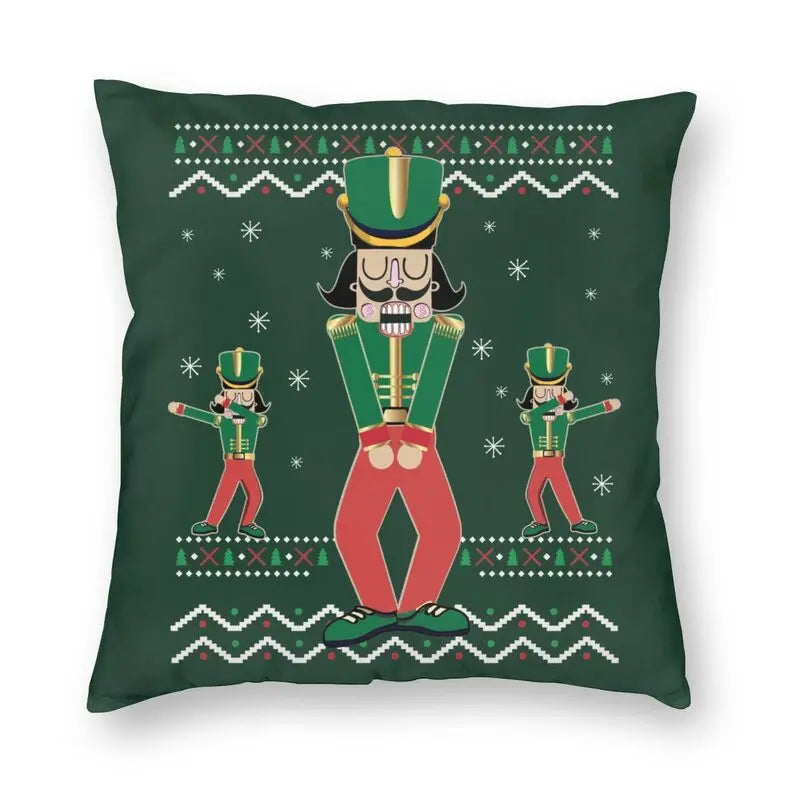 Nutcracker Doll Cushion Cover - Axyaa Square Throw Pillow for Christmas Home Decor