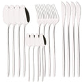 Axyaa 16Pcs Western Black Gold Dinnerware Set Stainless Steel Tableware Flatware