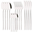 Axyaa 16Pcs Western Black Gold Dinnerware Set Stainless Steel Tableware Flatware