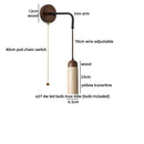 Axyaa Yellow Travertine Stone LED Wall Lamp Pull Chain Switch Interior Light
