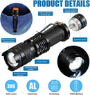Axya Mini Q5 LED Flashlight: Compact, Waterproof, 3 Modes Zoom Torch