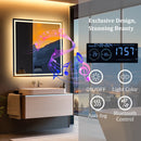 Axyaa 800mm Square LED Bathroom Mirror with Bluetooth - Time, Temperature Display, Anti-fog