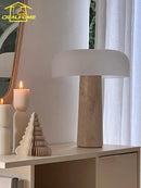 Axyaa Wabi-sabi Mushroom Desk Lamp LED, Marble Base Art Decor Table Light