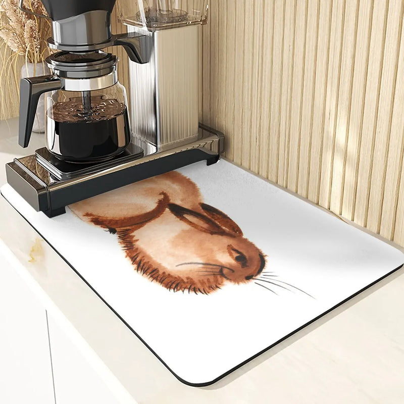 Axyaa Cheetah Print Absorbent Drying Mat & Coasters Set