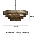 Axyaa Modern Grey Glass Chandelier, Ceiling Mounted Oval Lighting Fixture for Living Room