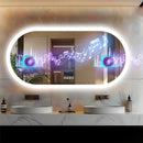 Axyaa Oval LED Bathroom Vanity Mirror with Bluetooth, Digital Display, Anti-Fog