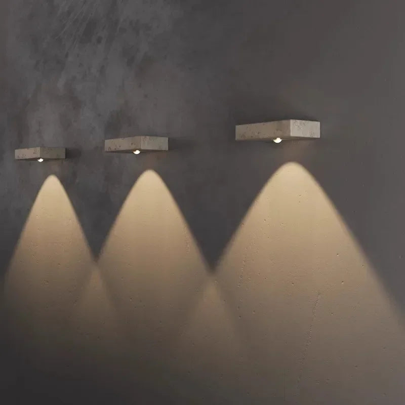 Axyaa Yellow Travertine LED Wall Sconce - Modern Minimalist Marble Lamp