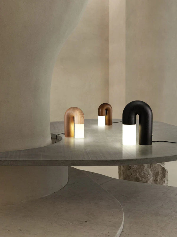 Axyaa Vintage Ash Wood Acrylic Table Lamp, Dimmable LED for Bedroom, Living Room, Study Decor