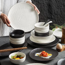 Axyaa Black & White Ceramic Tableware Set - Plates, Bowls, Japanese Luxury Dining Collection