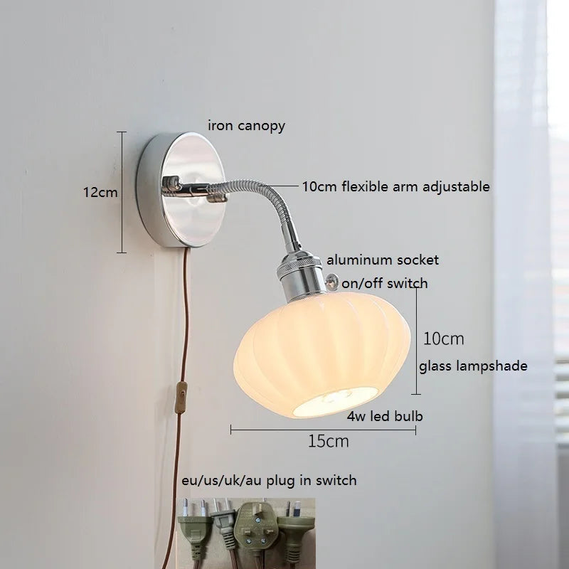 Axyaa Silver Ceramic Wall Sconce LED Lamp for Bedroom and Living Room