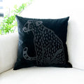 Axyaa Gold Leopard Velvet Pillow Case, 45x45cm Luxury Embroidered Cushion Cover for Home Decor
