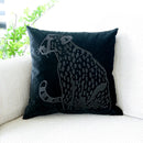 Axyaa Gold Leopard Velvet Pillow Case, 45x45cm Luxury Embroidered Cushion Cover for Home Decor