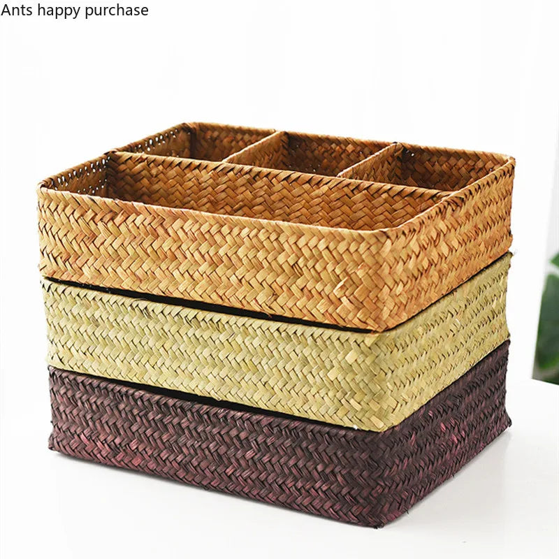 Axya Handmade Weave Storage Basket with Compartments