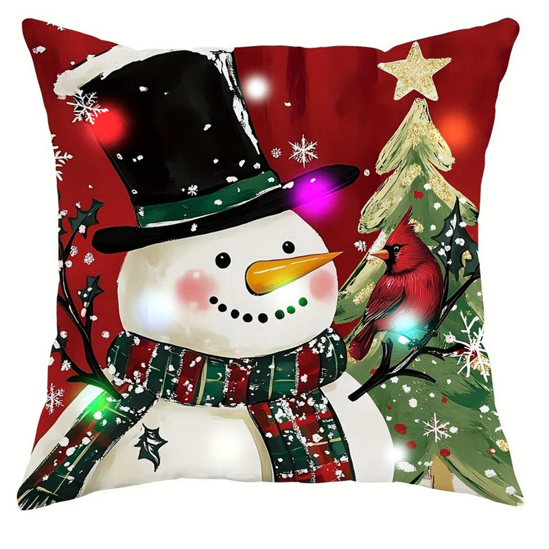 Axyaa LED Luminous Pillowcase - Snowman & Christmas Tree Design for Home Decoration & Gifts