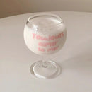 Axyaa Cute Girl Pink French Letters Red Wine Glass 7oz Vintage Goblet
