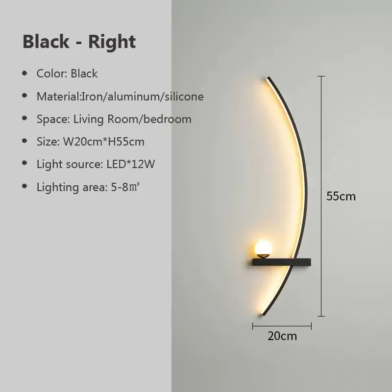 Axyaa Black Gold LED Wall Sconce for Bedroom Study Indoor Lighting