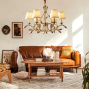 Axyaa Gold Copper Chandelier with Fabric Shades for Living Dining Bedroom Lighting