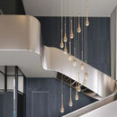Axyaa Crystal Chandelier: Modern LED Staircase & Living Room Decor Lighting