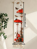 Boho Red Mushroom Cotton Wall Hanging Tapestry with Fringe by Axyaa