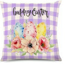 Bunny Floral Egg Print Easter Pillow Covers for Farmhouse Decor by Axyaa