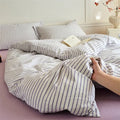 Axyaa Luxury Cotton Stripe Duvet Cover Set - Yarn-Dyed Bedding Set