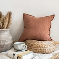 Axyaa Linen Fringed Cushion Cover for Home Decor on Bed Sofa Couch