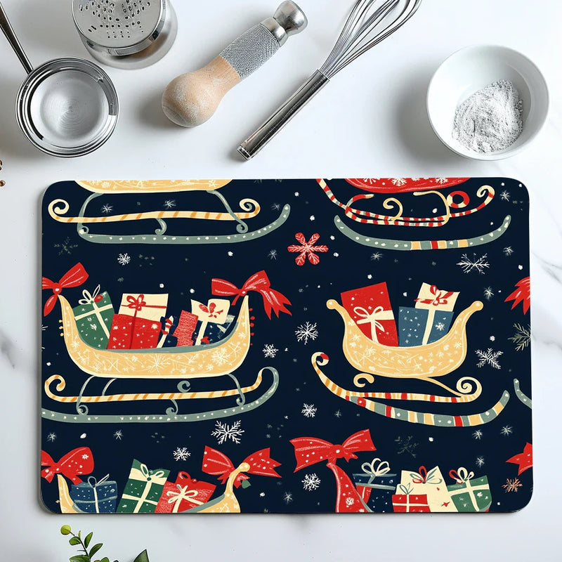 Axyaa Snowflakes Drying Mat: Absorbent Anti-Slip Placemat for Table Cup Drying Mats