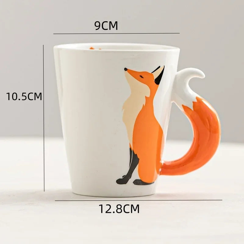 Ceramic Fox Mug with Fox Tail Handle - Axyaa Brand