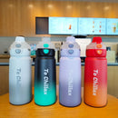 Axyaa Insulated Stainless Steel Water Bottle with Double Spout & Spring Lid
