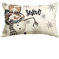 Axyaa Christmas Snowman Reindeer Pillow Case - Winter Holiday Striped Cushion Cover