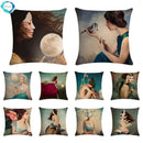 Axyaa Fairy Girl Linen Pillowcase for Home Decor 45X45CM