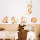 Axyaa Fox Friend Clouds Wall Decal Watercolor Vinyl Nursery Print Kids Room Decor