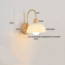 Axyaa Glass Wood LED Wall Lights for Bedroom Living Room Coffee, Pull Chain Switch, Modern Bedside Lamp Mirror