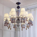 Axyaa Ceramic Chandelier with Cloth Shade - Creative Art Decorative Lighting