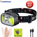 Axya Rechargeable LED Headlamp with Smart Induction and Red Light SOS Feature