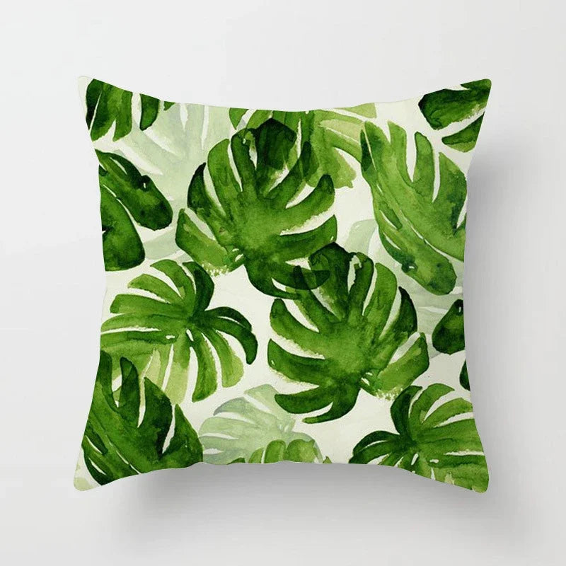 Axyaa Tropical Leaf Cactus Monstera Cushion Cover 45*45cm - Decorative Pillowcase