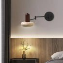 Axyaa Nordic Minimalism LED Wall Sconce Yellow Travertine Pull Chain Switch